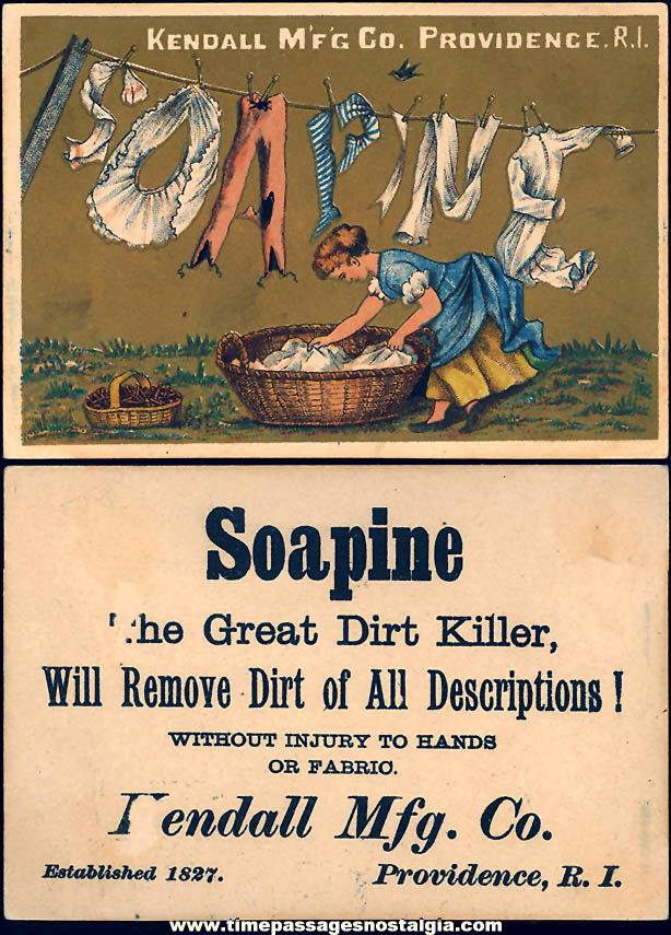 Colorful Old Kendall Soapine Soap Advertising Premium Victorian Trade Card