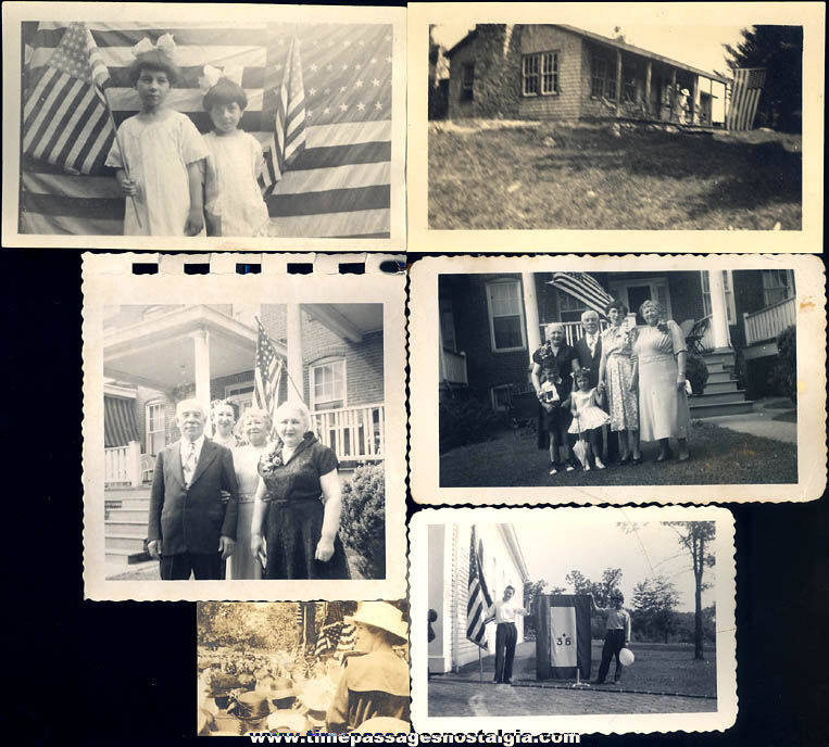 (13) Different Old Patriotic Photographs With People and American Flags