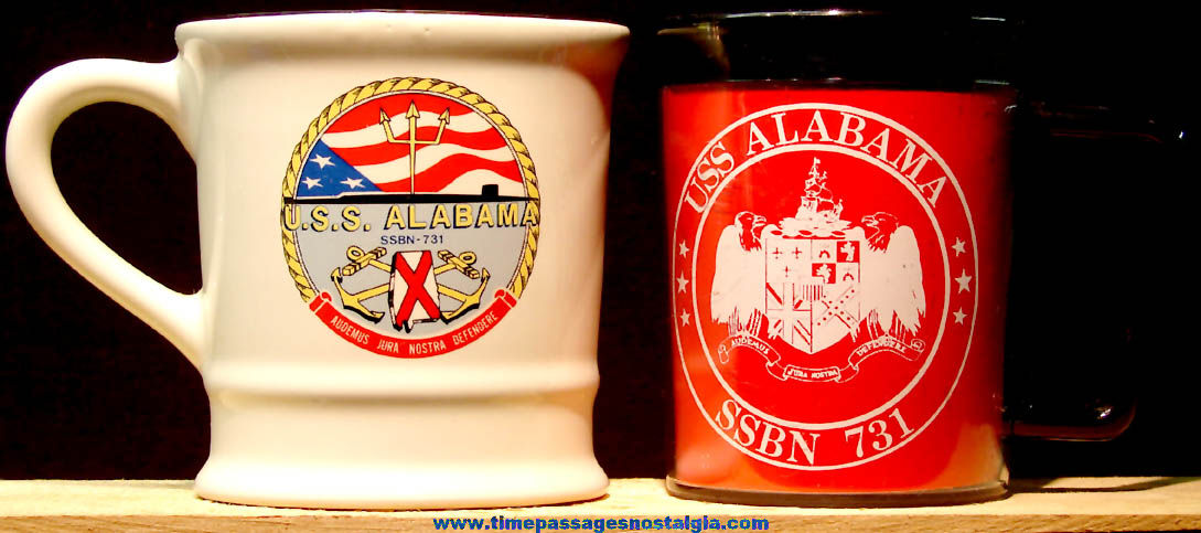 United States Navy U.S.S. Alabama SSBN-731 Porcelain & Plastic Submarine Advertising Coffee Cups