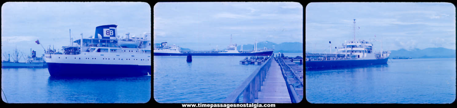 (3) 1966 Trader Cargo or Tanker Ship Anscochrome Color Photograph Slides