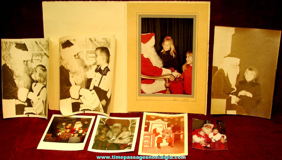 (8) Different 1950s  1990s Santa Claus with Children Christmas Photographs