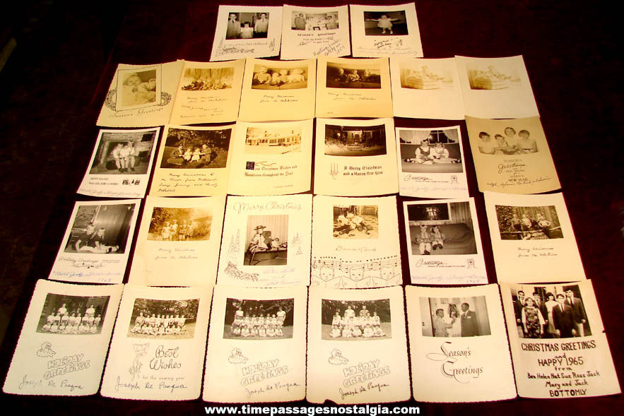 (27) Different Old Black & White Christmas Photograph Greeting Cards