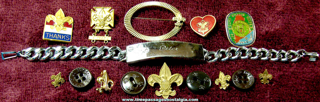 (15) Old Boy Scout Uniform Pins and Jewelry Items