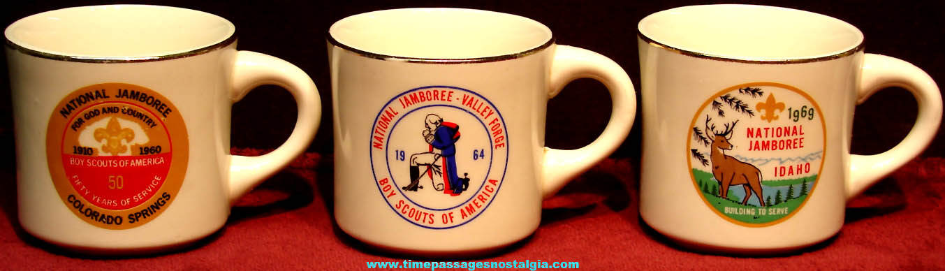 (3) Different 1960s Boy Scouts National Jamboree Advertising Ceramic Coffee Cups