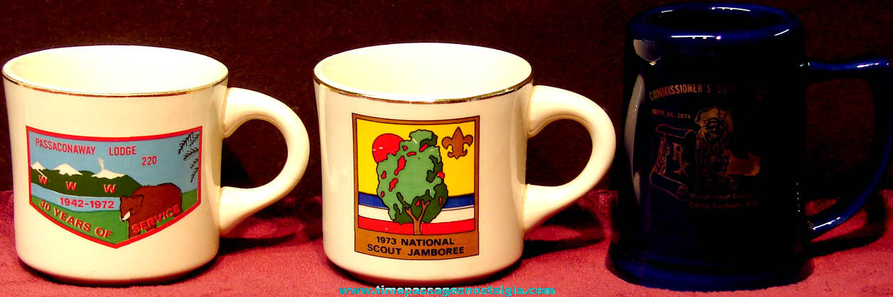 (3) Different 1970s Boy Scouts Advertising Ceramic Coffee Cups