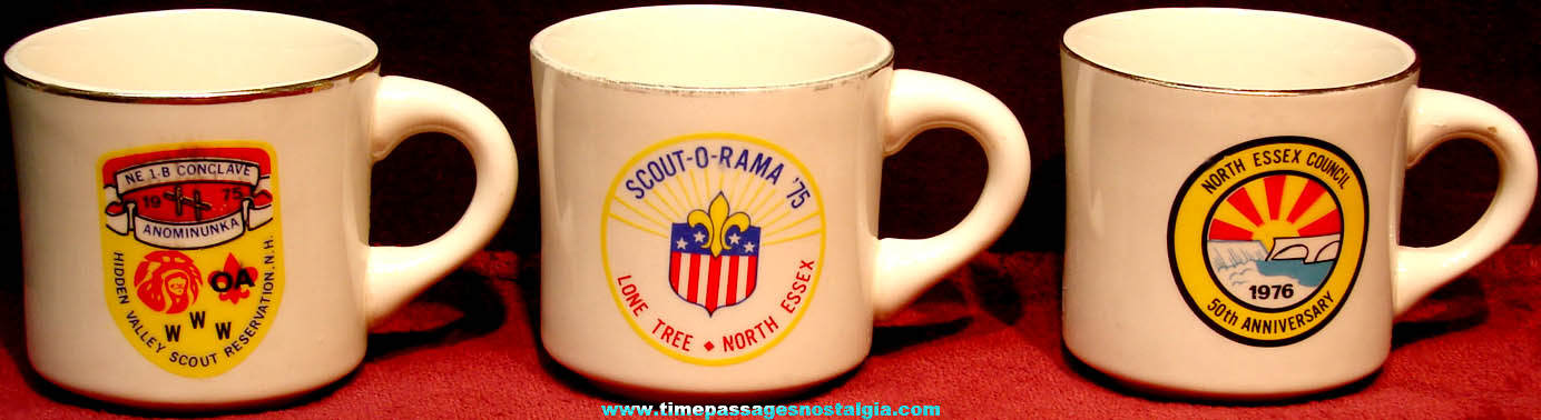 (3) Different 1970s Boy Scouts Advertising Ceramic Coffee Cups