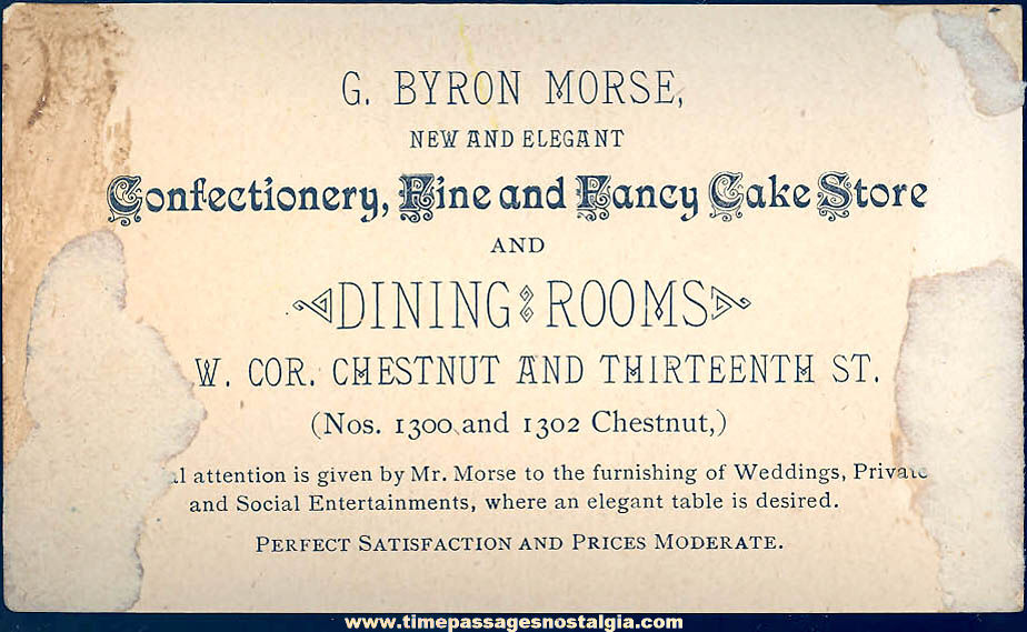 Colorful Old G. Byron Morse Confectionery Advertising Victorian Trade Card