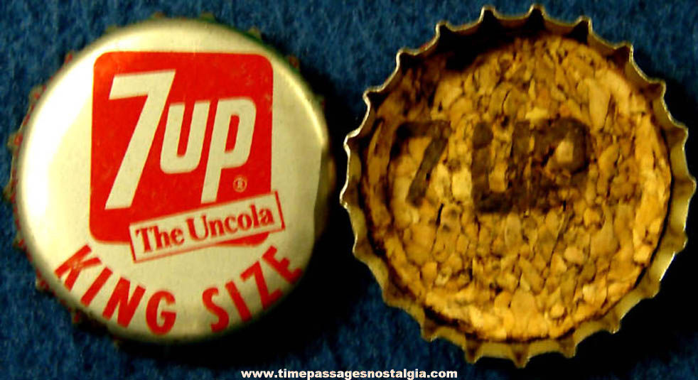(43) Old Cork Lined King Size 7-Up Soda Advertising Metal Bottle Caps