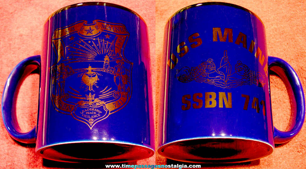 United States Navy U.S.S. Maine SSBN-741 Submarine Advertising Ceramic Coffee Cup