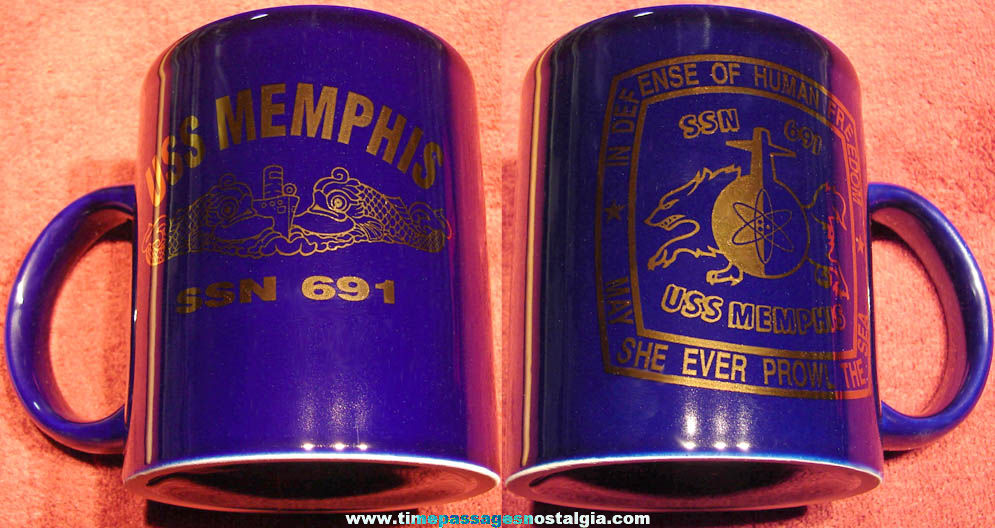United States Navy U.S.S. Memphis SSN-691 Submarine Advertising Ceramic Coffee Cup