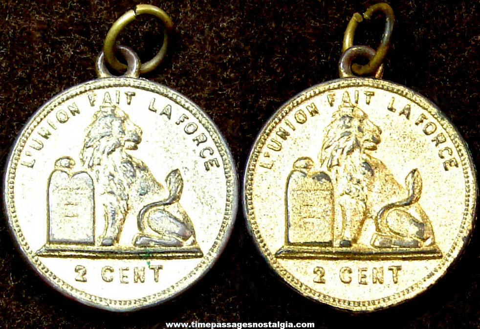 Old Belgium Lion Necklace Pendant Charm