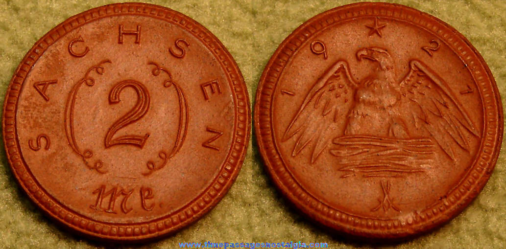 1921 German 2 Mark Porcelain Notgeld Coin