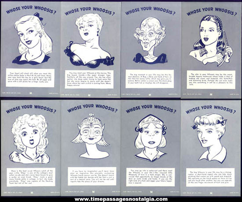 (32) Different 1946 Who’s Your Whoosis For Men Exhibit Supply Arcade Cards