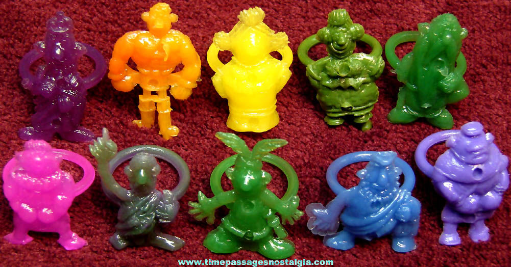 (10) Different Colorful Strange Creature People Plastic Novelty Toy Rings