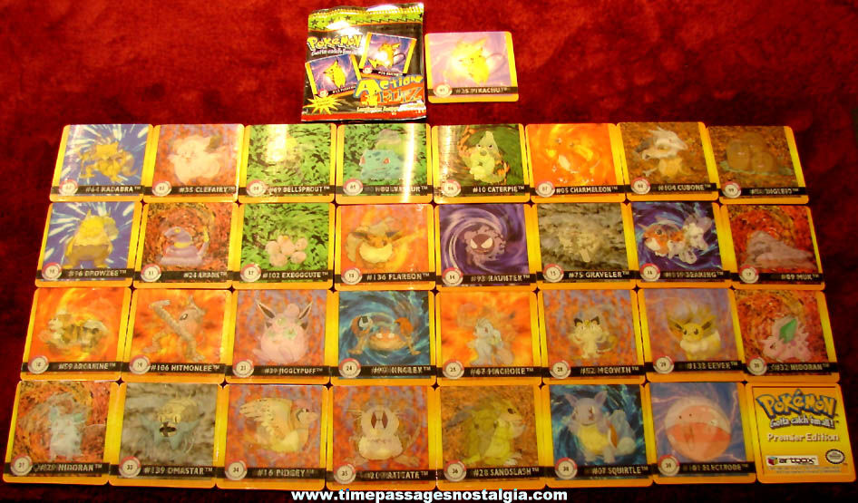 (33) Different ©1999 Nintendo Pokemon Character Lenticular or Flicker Action Flipz Cards + Wrapper