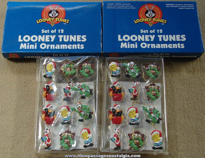 (24) Boxed & Unused Warner Bros. Looney Tunes Cartoon Character Miniature Christmas Ornaments