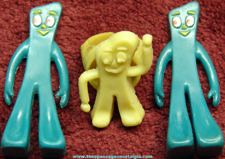 (3) Small Gumby Claymation Character Toy Items