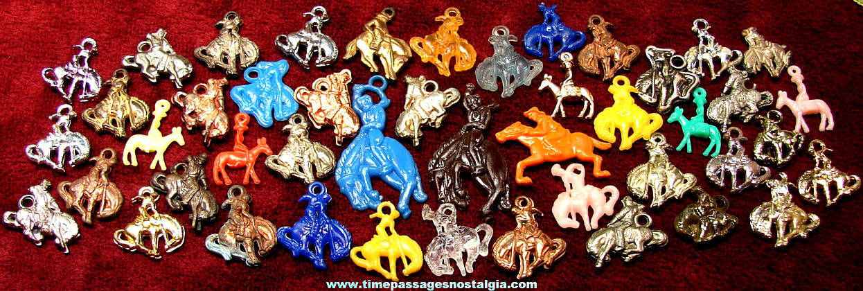 (46) Old Western Cowboy Gum Ball Machine Miniature Toy Prize Charms