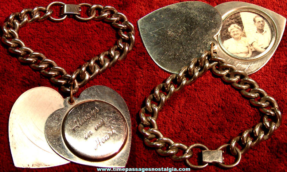 Heart Shaped Metal Souvenir Photograph Locket Charm Bracelet