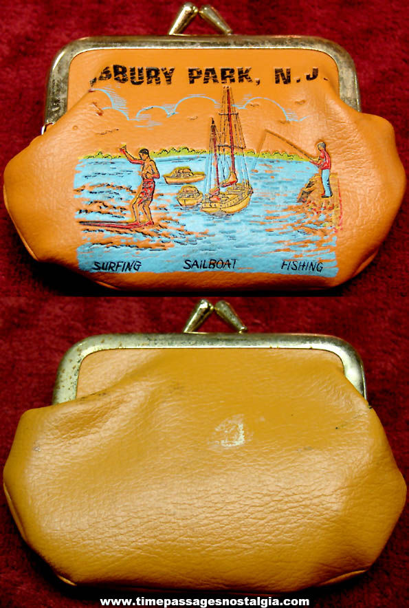 Colorful Old Asbury Park New Jersey Advertising Souvenir Change Purse
