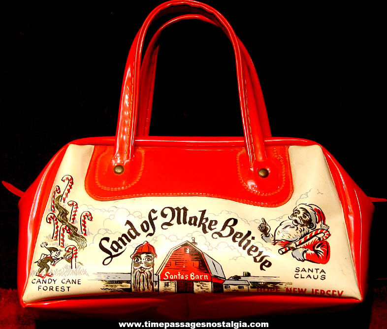 Colorful Old Unused Land of Make Believe Hope New Jersey Advertising Souvenir Vinyl Hand Bag