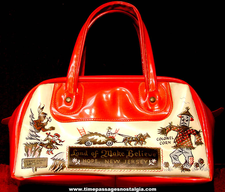 Colorful Old Unused Land of Make Believe Hope New Jersey Advertising Souvenir Vinyl Hand Bag