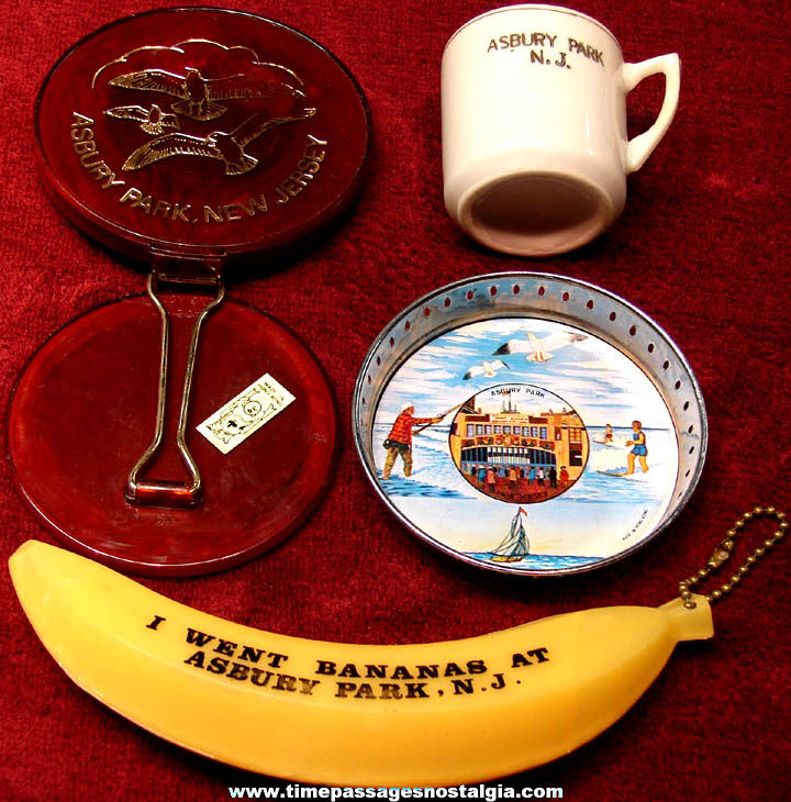 (4) Different Small Old Asbury Park New Jersey Advertising Souvenir items