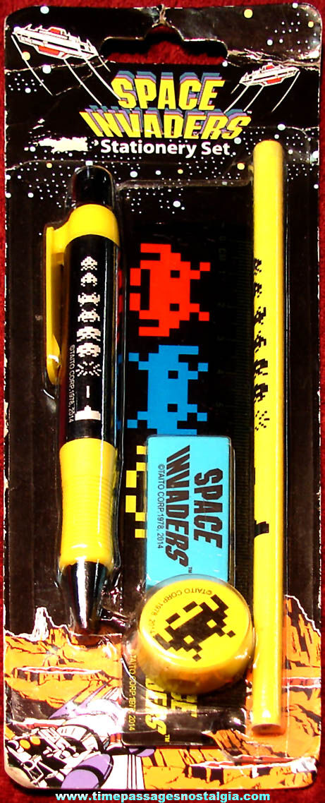 Unopened Taiti Corporation Space Invaders Video Game (5) Piece School Stationery Set