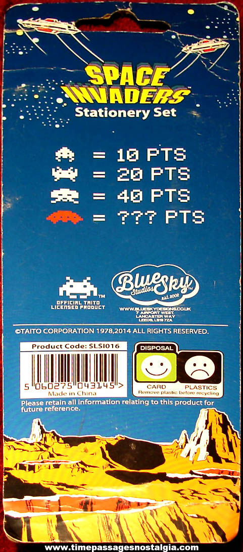 Unopened Taiti Corporation Space Invaders Video Game (5) Piece School Stationery Set