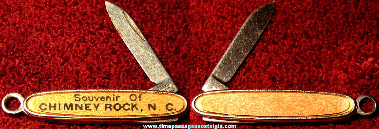 Old Chimney Rock North Carolina Advertising Souvenir Miniature Key Chain Pocket Knife