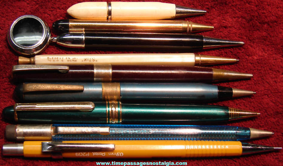 (9) Different Old Working Mechanical Pencils