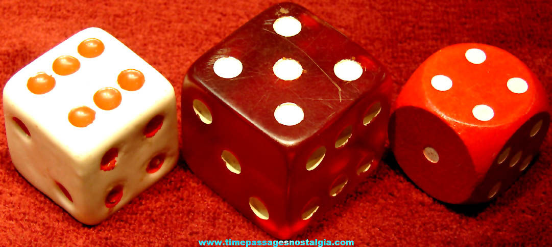 (3) Different Large Old Game or Gambling Dice