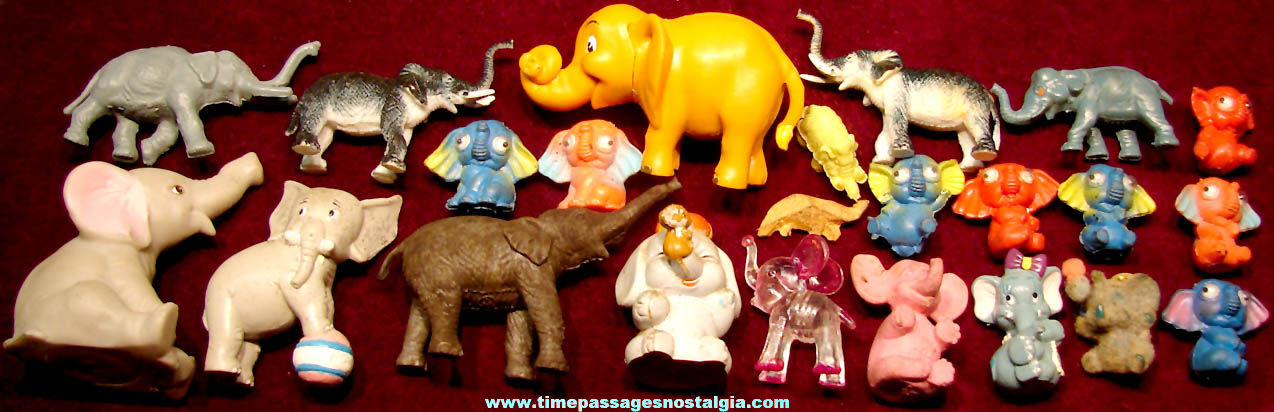 (23) Small Old Elephant Animal Figures or Figurines