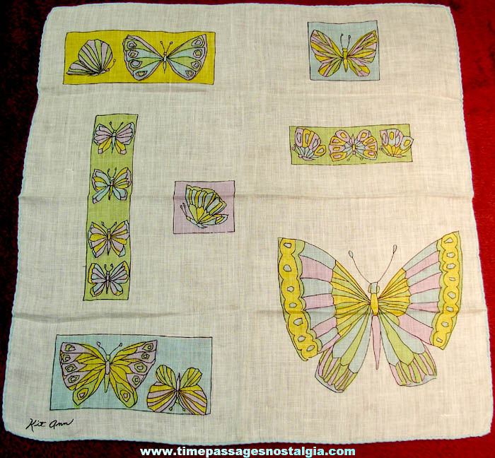 Colorful Old Kit Ann Designed Ladies Butterfly Handkerchief