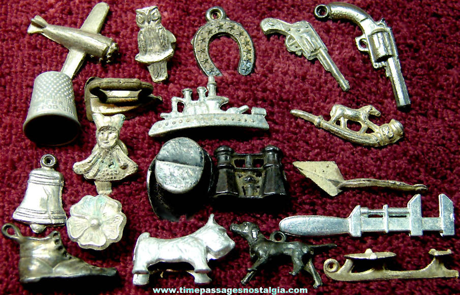 (20) Different 1910s – 1930s Cracker Jack Pop Corn Confection Miniature Lead Toy Prizes