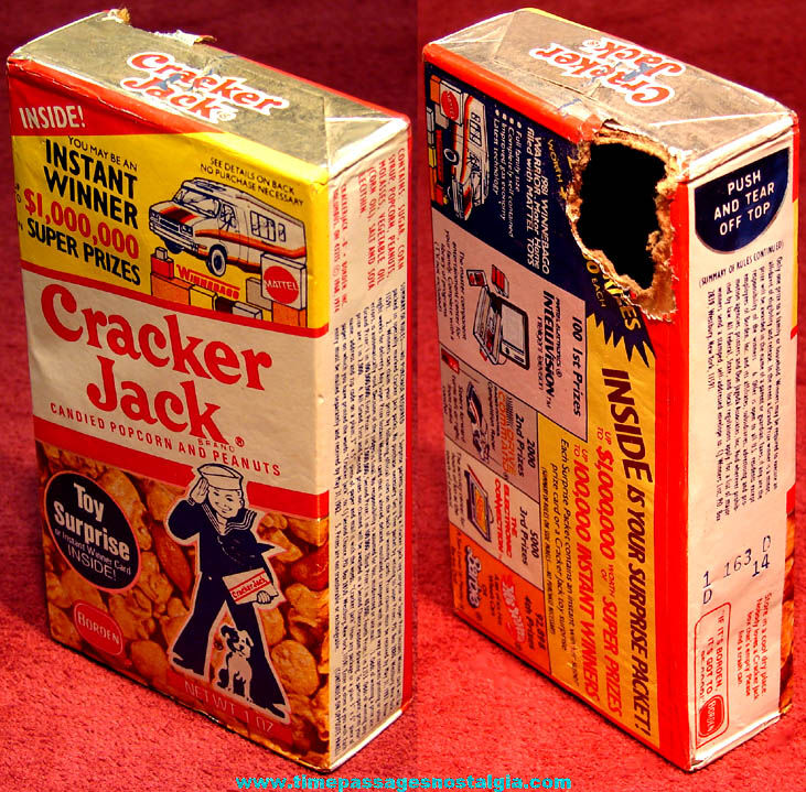 1981 Cracker Jack Pop Corn Confection Contest Box & Unopened Prize