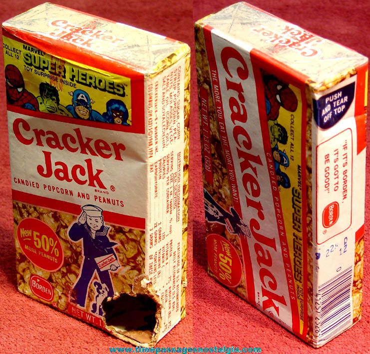 1979 Cracker Jack Pop Corn Confection Marvel Super Heroes Box