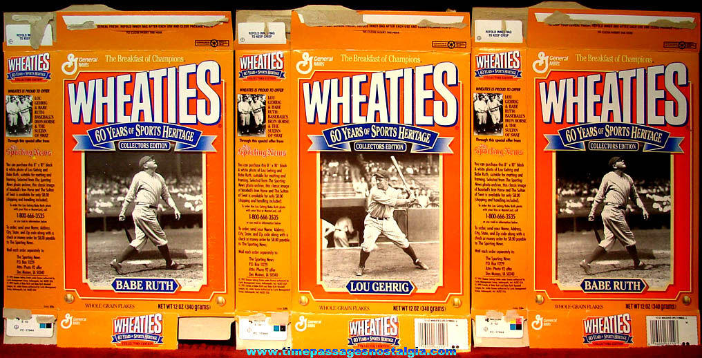 (3) ©1992 General Mills Wheaties 60 Years of Sports Heritage Advertising Cereal Boxes