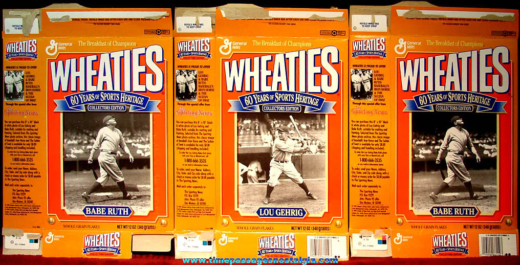 (3) 1992 General Mills Wheaties 60 Years of Sports Heritage Advertising Cereal Boxes