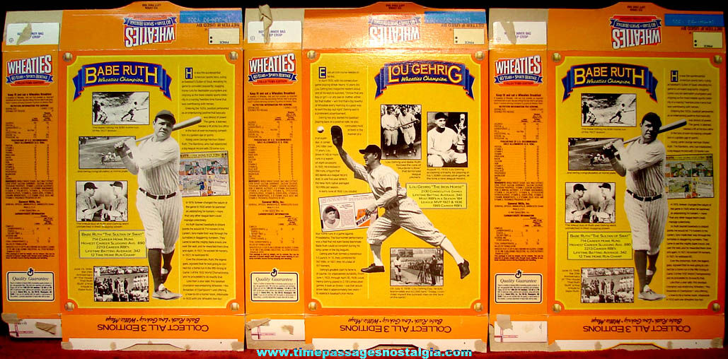 (3) 1992 General Mills Wheaties 60 Years of Sports Heritage Advertising Cereal Boxes