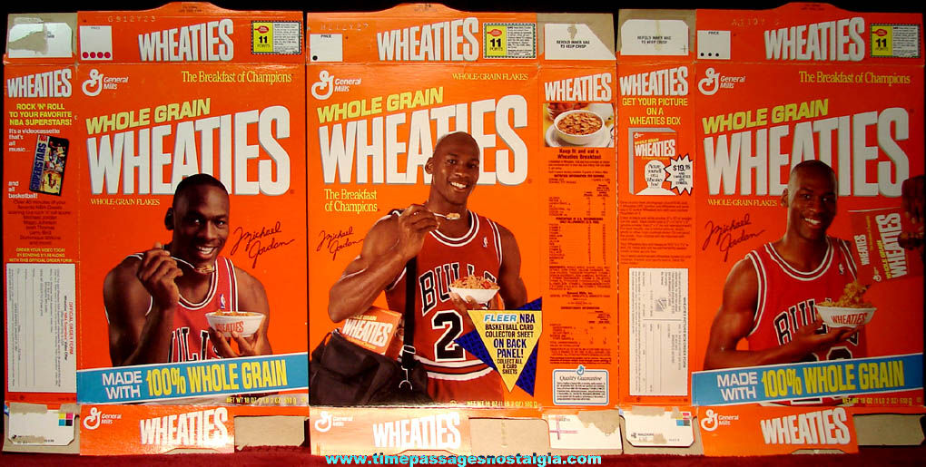 (3) Old General Mills Wheaties Michael Jordan Basketball Advertising Cereal Boxes
