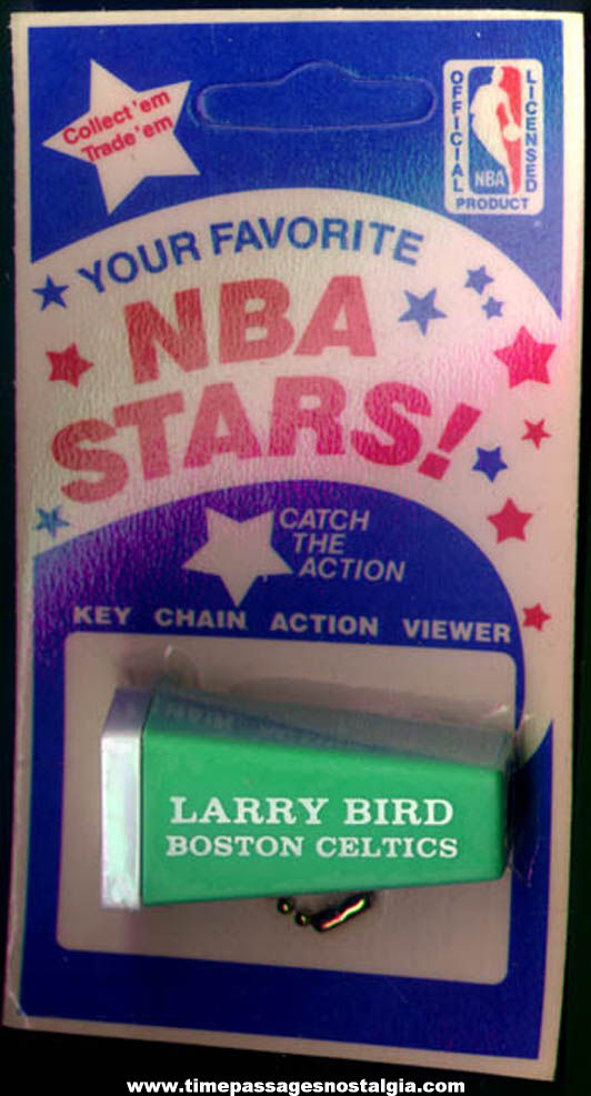 Old Unopened Larry Bird Boston Celtics Basketball Key Chain Viewer