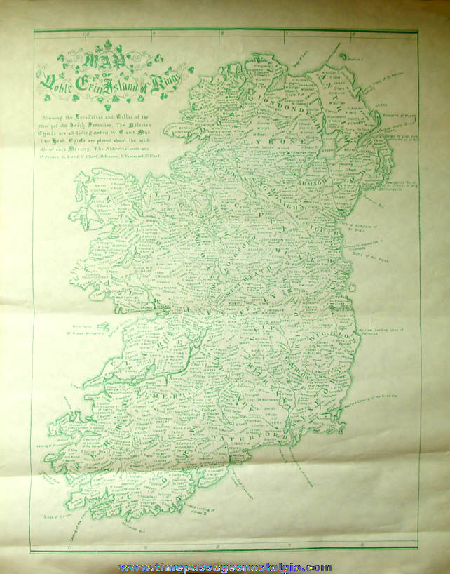 Old Ireland or Irish Map of Noble Erin Island of Kings