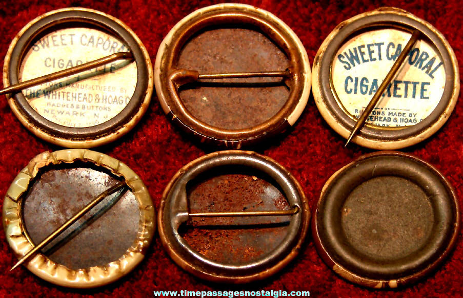 (6) Different Old Celluloid Photograph Pin Back Buttons