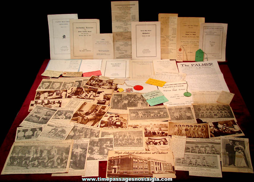 (66) 1931 - 1938 Palmer Junior High and High School Palmer Massachusetts Paper Items