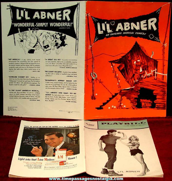 (2) Different 1950s Li’l Abner Musical Comedy Advertising Souvenir Programs