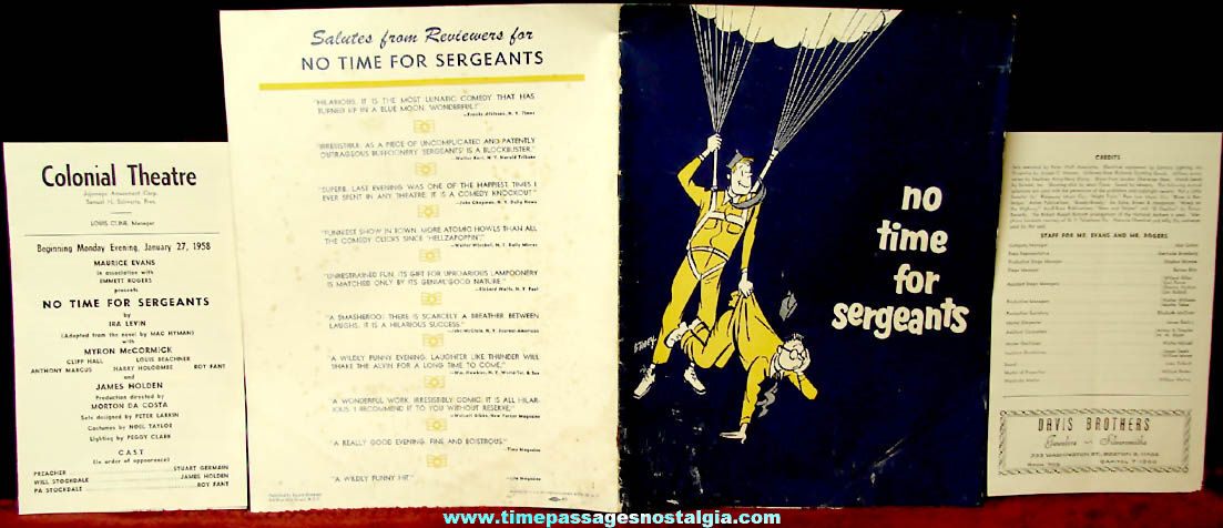 (3) 1958 No Time For Sergeants Musical Comedy Advertising & Souvenir Theatre Programs