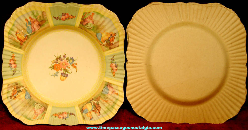 Set of (10) Colorful Old Unused Embossed Beach & Arthur Paper Party Plates with Label