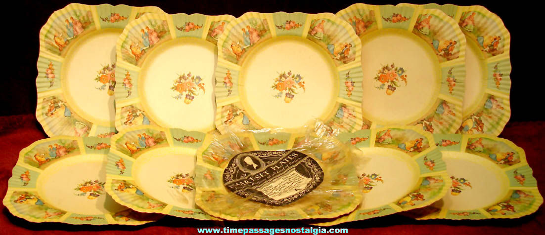 Set of (10) Colorful Old Unused Embossed Beach & Arthur Paper Party Plates with Label