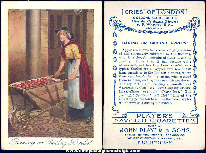 Old Players Navy Cut Cigarettes Advertising Premium Cries of London Card